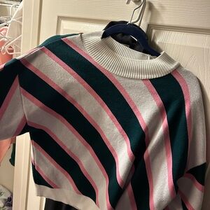 Striped Pink and Green Women's Sweater